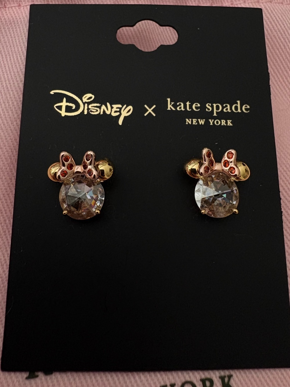 Disney x kate spade New York Gold and Pink Minnie Earrings